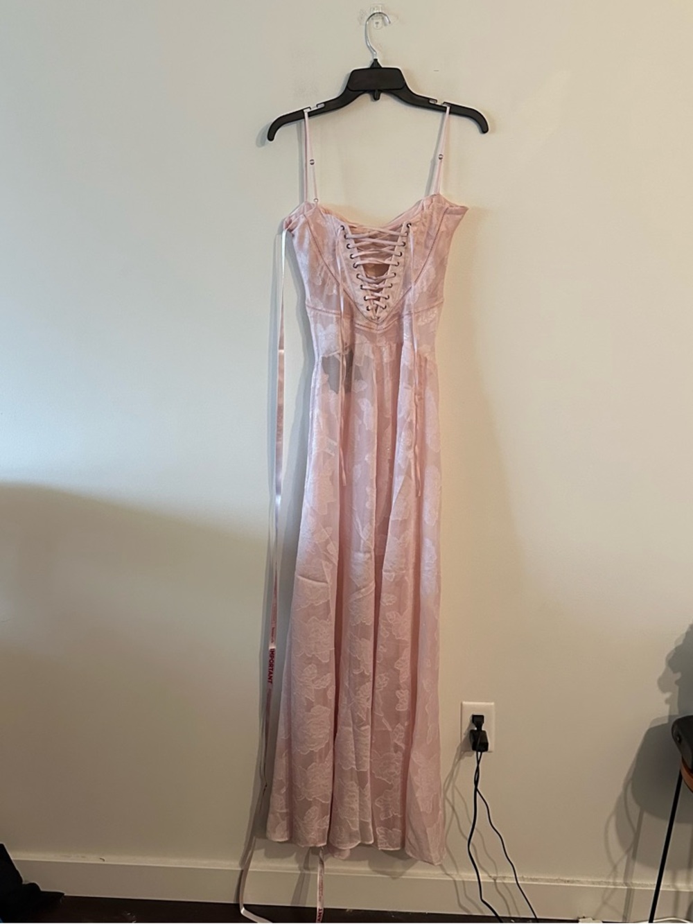 NEW House Of CB Seren Pink Floral Lace Back Maxi Dress Gown Romantic S A-C - Picture 3 of 8